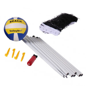 Kit Jogo de Vôlei com Rede 2 Mastros 1 Bola 1 Bomba e Pinos para Fixação