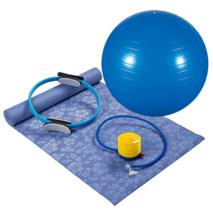 Kit Pilates 4 Peças – Bola de ginástica – Anel de Resistência – Colchonete e Inflador – 40100012