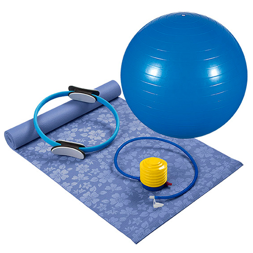 Kit Pilates 4 Peças – Bola de ginástica – Anel de Resistência – Colchonete e Inflador – 40100012