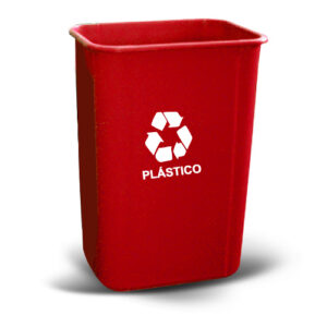 Lixeira 50 Litros sem Tampa com Gravação Plastico Vermelha com Suporte