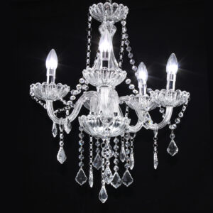 Lustre Candelabro 5 Braços em Cristal K9 Legítimo 50cm Diâmetro Maria Thereza 60hz Embutir – Bivolt