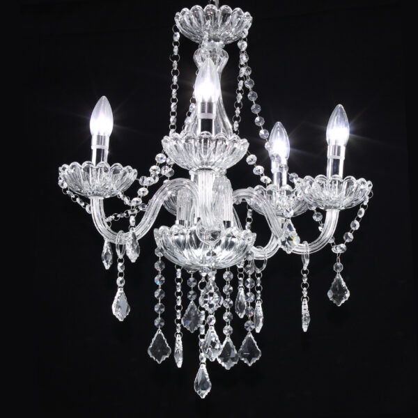 Lustre Candelabro 5 Braços em Cristal K9 Legítimo 50cm Diâmetro Maria Thereza 60hz Embutir – Bivolt