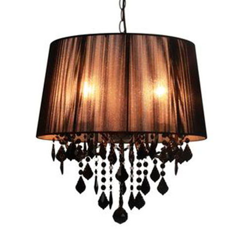 Lustre Pendente Abricó Preto com Cristal