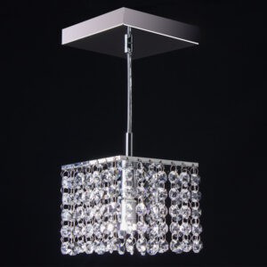 Lustre Pendente de Cristal embutido K9 Legítimo Alumínio Espelhado – 12x12cm Base – G9*1 – 60HZ – Bivolt