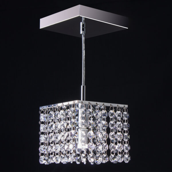 Lustre Pendente de Cristal embutido K9 Legítimo Alumínio Espelhado – 12x12cm Base – G9*1 – 60HZ – Bivolt