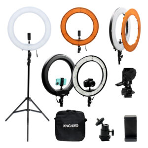 Luz Contínua Led Ring Light 18 pol 5600k Branco e Laranja
