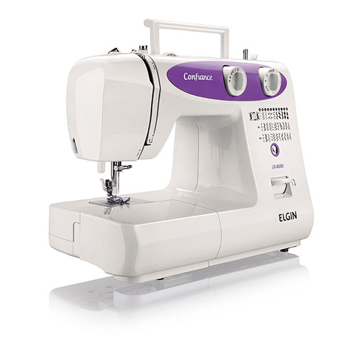 Máquina de Costura Confiance JX-6000 – Branca-Lilás