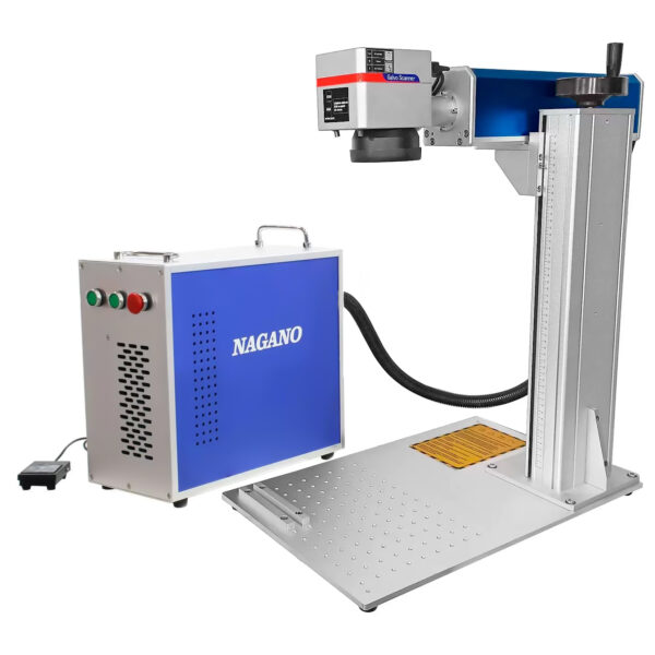 Máquina de Gravação Laser Metais Fiber Portátil 100w com Entrada Eixo Rotativo BSL