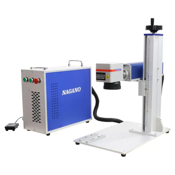 Máquina de Gravação Laser Metais Fiber Portátil 30w com Entrada Eixo Rotativo BSL