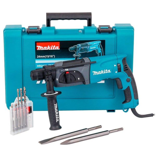 Martelete Combinado SDS 2.7J 800W 220V com Maleta Talhadeira Ponteiro e Jogo de Brocas MAKITA-HR2470-L