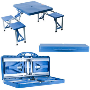 Mesa Camping Dobrável com 4 Banquetas Plástico Maleta