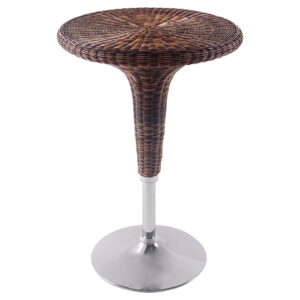 Mesa Rattan Sintética Giratória de Bar em ABS Base Cromada