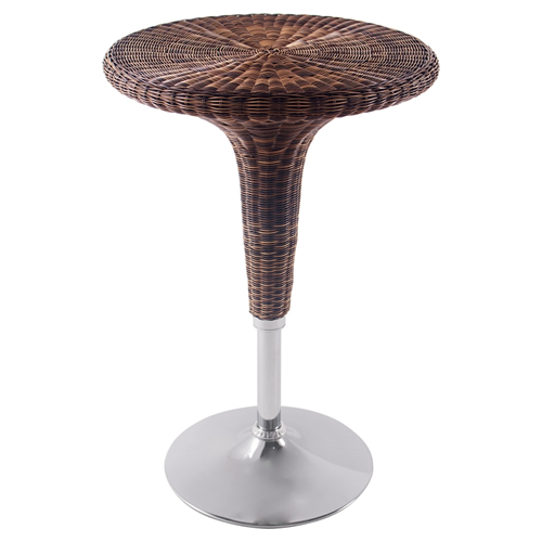 Mesa Rattan Sintética Giratória de Bar em ABS Base Cromada