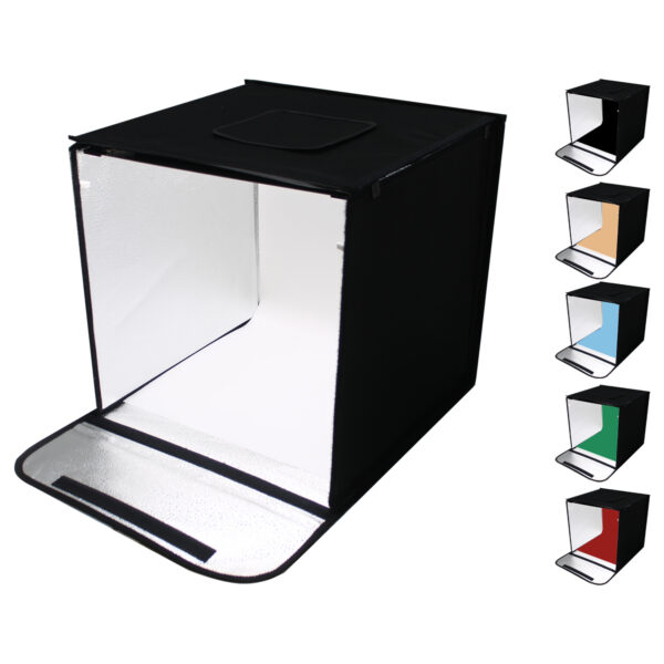 Mini Estúdio Cabine Fotográfico Portátil 60x60cm 2 Barra Led com 6 Fundos