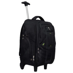 Mochila Executiva em Poliester com Alça e Rodinha Preta 18”