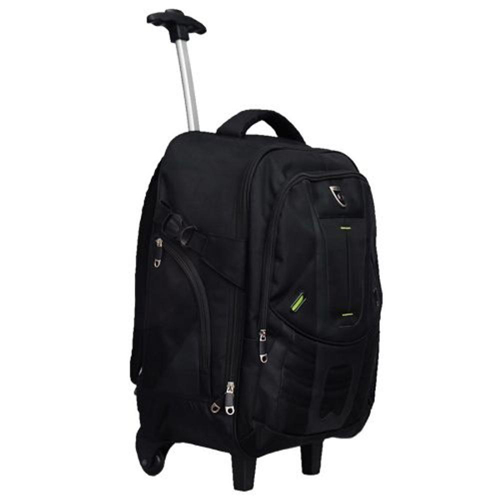 Mochila Executiva em Poliester com Alça e Rodinha Preta 18”