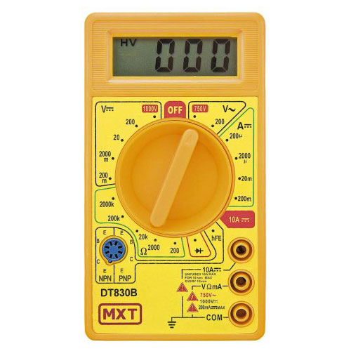 Multímetro Digital DT-830B Amarelo com Cabo de Multiteste