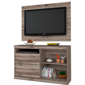 Painel e Rack Combo Fenix Teca Wood