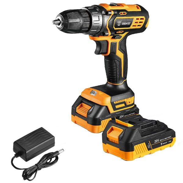 Parafusadeira Furadeira 3/8 Pol. com 2 Baterias 20V 1.5Ah Lítio íon e Carregador Bivolt DEKO-DKCD20XL01-H10S2