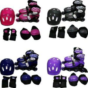 Kit Roller Radical para Crianças – Patins, Joelheiras, Cotoveleiras, Luvas e Capacete – Tam M 32-35