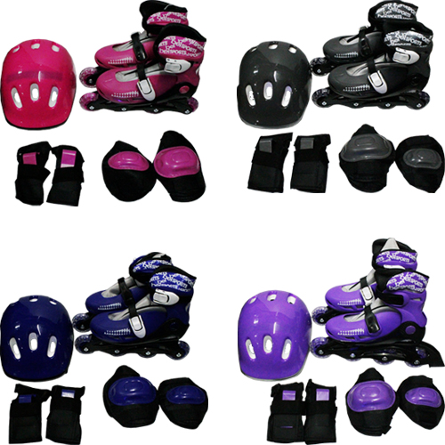 Kit Roller Radical para Crianças – Patins, Joelheiras, Cotoveleiras, Luvas e Capacete – Tam M 32-35