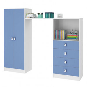 Roupeiro Cômoda Quarto Compacto Azul