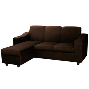Sofá Estofado Bello 2 Lugares + Chaise Removível Suede Liso Marrom Escuro