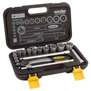 Soquete Estriado em Jogo Encaixe 1/2 10mm a 32mm com 18 Peças