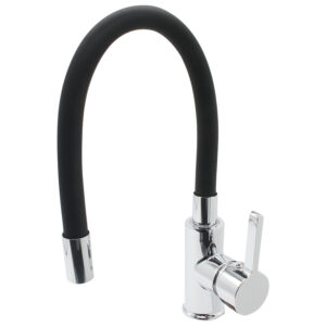 Torneira Cozinha Gourmet Monocomando Flex Preta 1/2 pol Quente e Frio