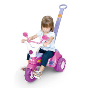 Triciclo Baby Music Rosa com Haste e Som