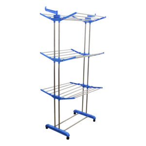 Varal Roupas 3 Andares Aço Inox Dobrável 4 Rodas